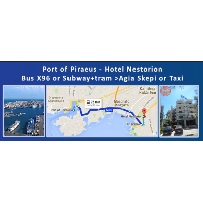 Transportation from port Piraeus subway or bus or taxi